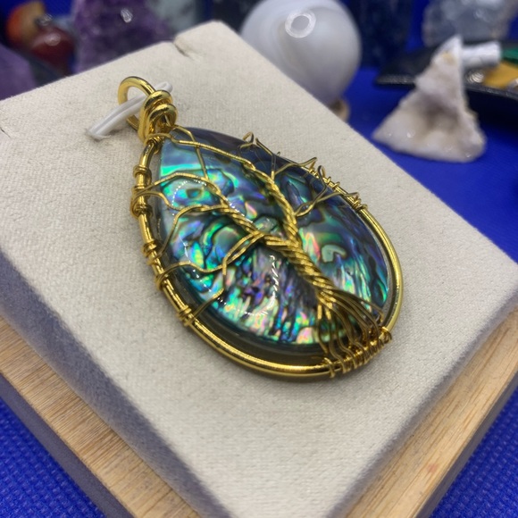 Fabulous Golden Copper Wire Wrapped Tree of Life Genuine Abalone Pendant‼️SOLD‼️ - Picture 2 of 14